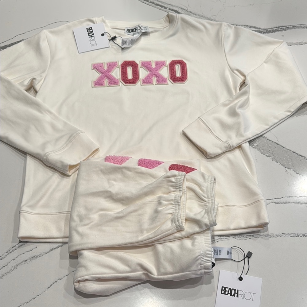NWT Beach Riot Girls XOXO Hearts Matching Pant Set Size 13/14